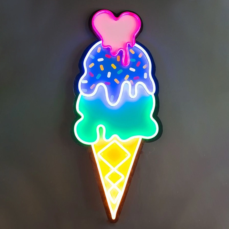 Factory Price Outdoor Indoor LED Custom Made Ice Cream Neon Sign for Event Party Bar Coffee Shop