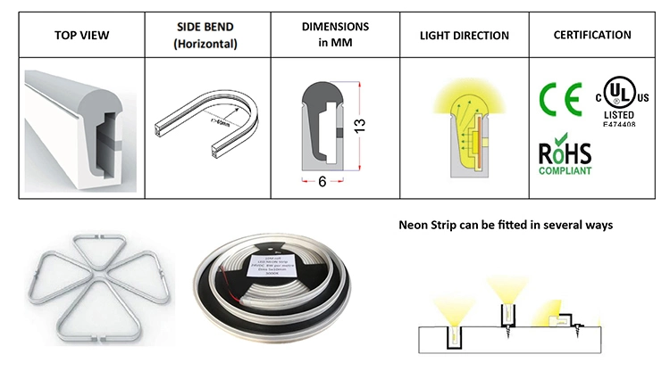 High bright SMD2835 6*13mm Bendable Silicon LED NEON Light